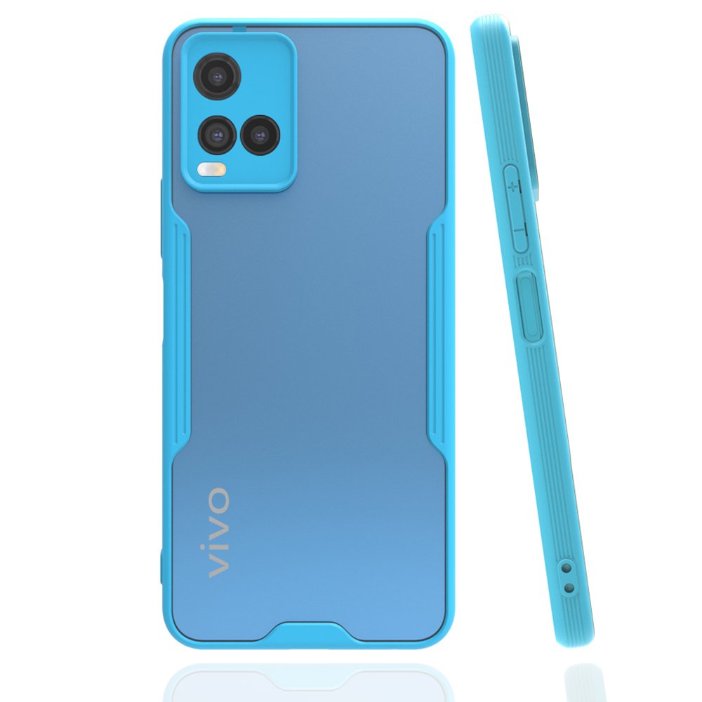  Vivo Y21 Kılıf Platin Silikon - Mavi