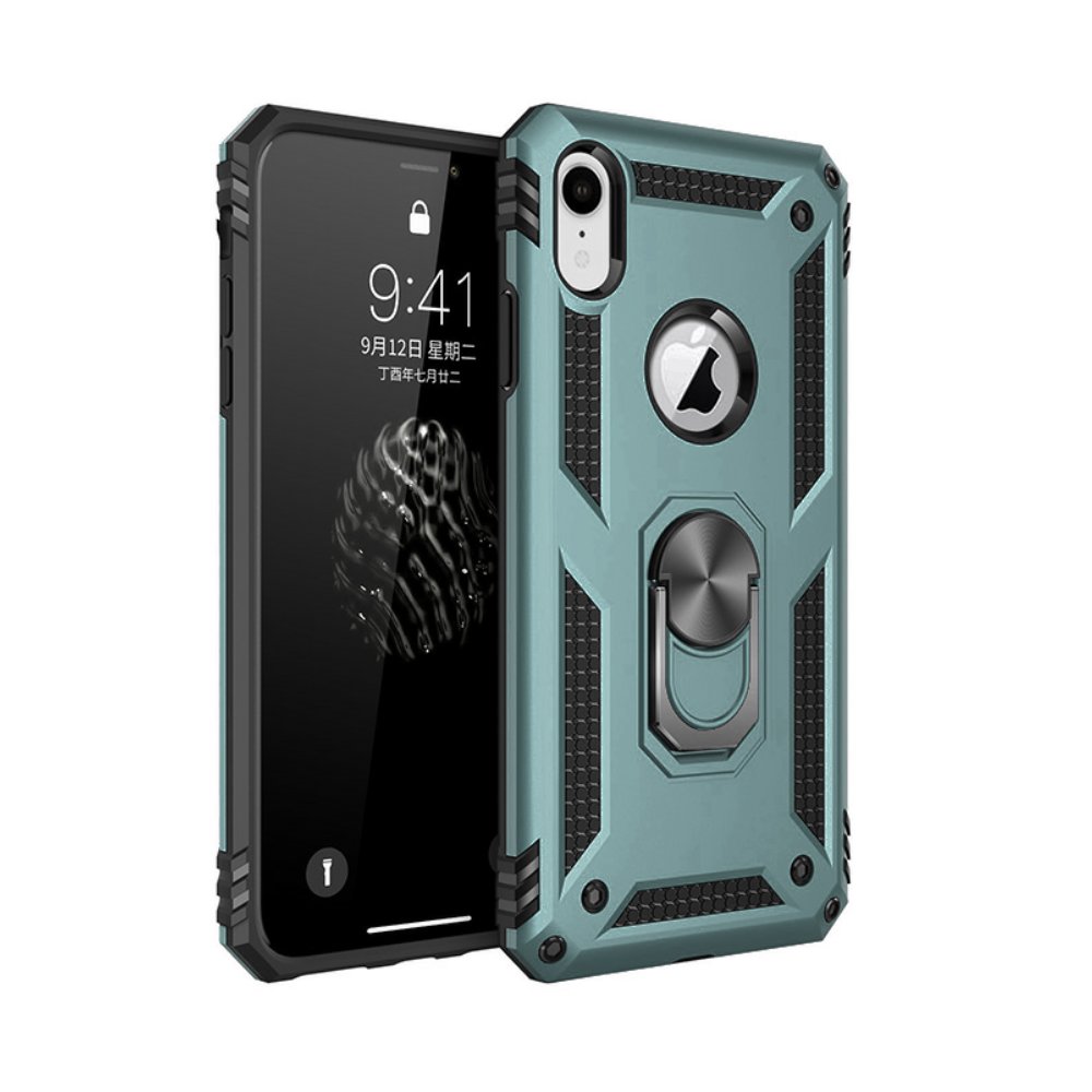iPhone XR Kılıf Sofya Yüzüklü Silikon Kapak - Yeşil iPhone XR Kılıf Sofya Yüzüklü Silikon Kapak - Yeşil
