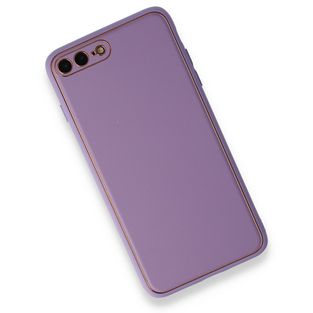 iPhone 8 Plus Kılıf Coco Deri Silikon Kapak - Lila iPhone 8 Plus Kılıf Coco Deri Silikon Kapak - Lila