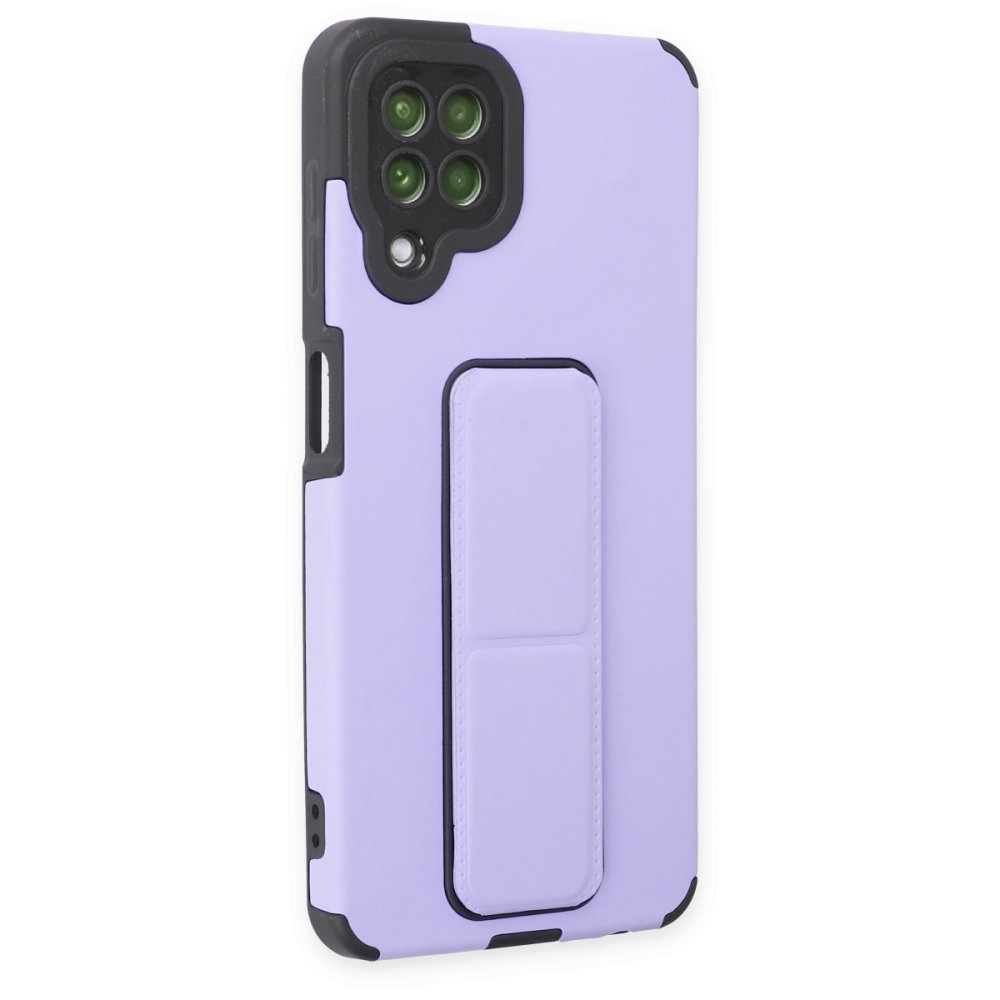  Samsung Galaxy M22 Kılıf Mega Standlı Silikon - Lila