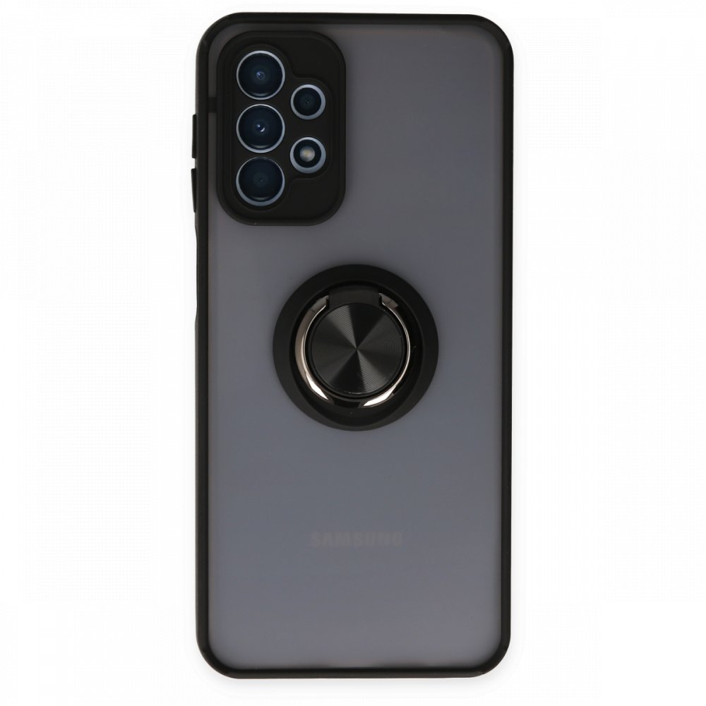  Samsung Galaxy A23 4G Kılıf Montreal Yüzüklü Silikon Kapak - Siyah