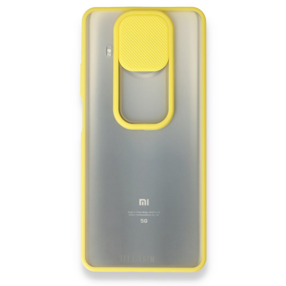 Xiaomi Mi 10T Lite Kılıf Palm Buzlu Kamera Sürgülü Silikon - Sarı  Xiaomi Mi 10T Lite Kılıf Palm Buzlu Kamera Sürgülü Silikon - Sarı