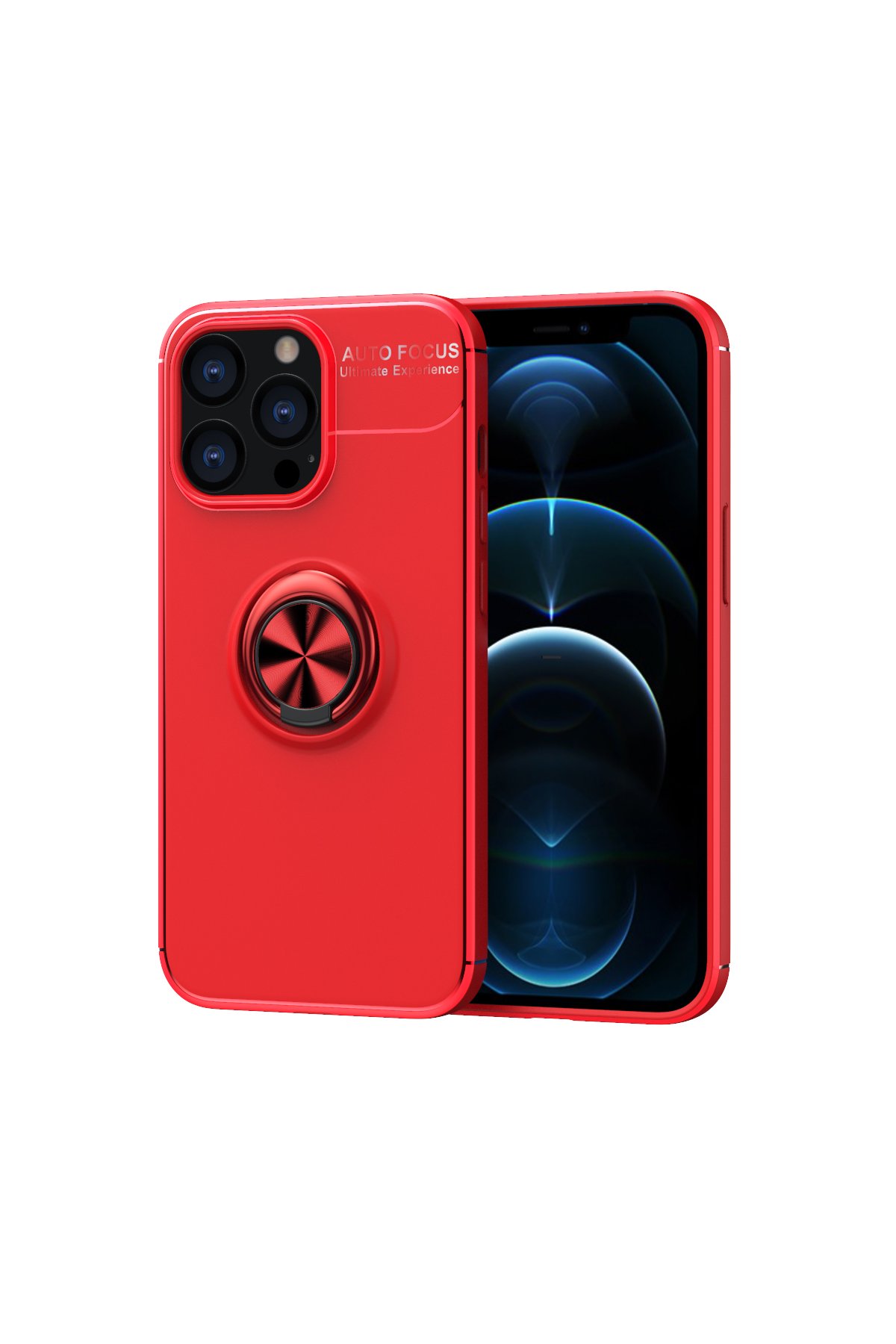  iPhone 13 Pro Max Kılıf Range Yüzüklü Silikon - Kırmızı