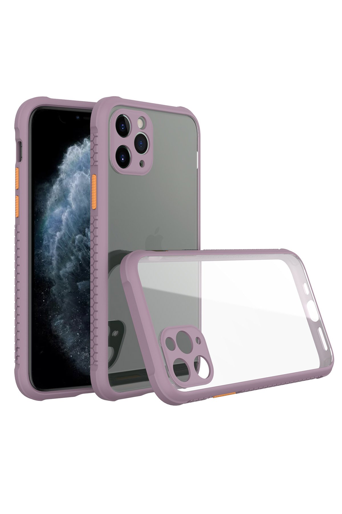  iPhone 11 Pro Max Kılıf Miami Şeffaf Silikon - Açık Mor