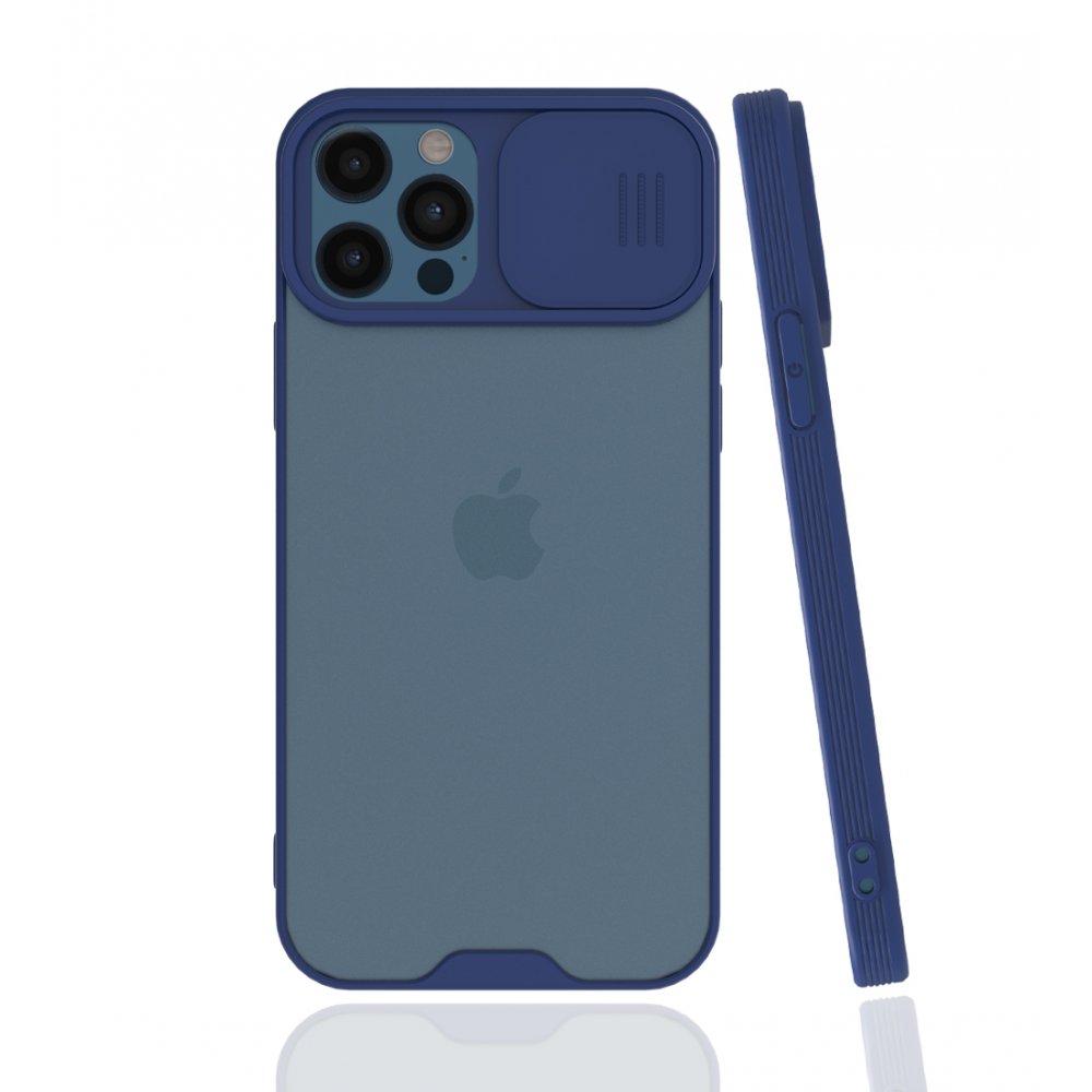  iPhone 12 Pro Kılıf Platin Kamera Koruma Silikon - Lacivert