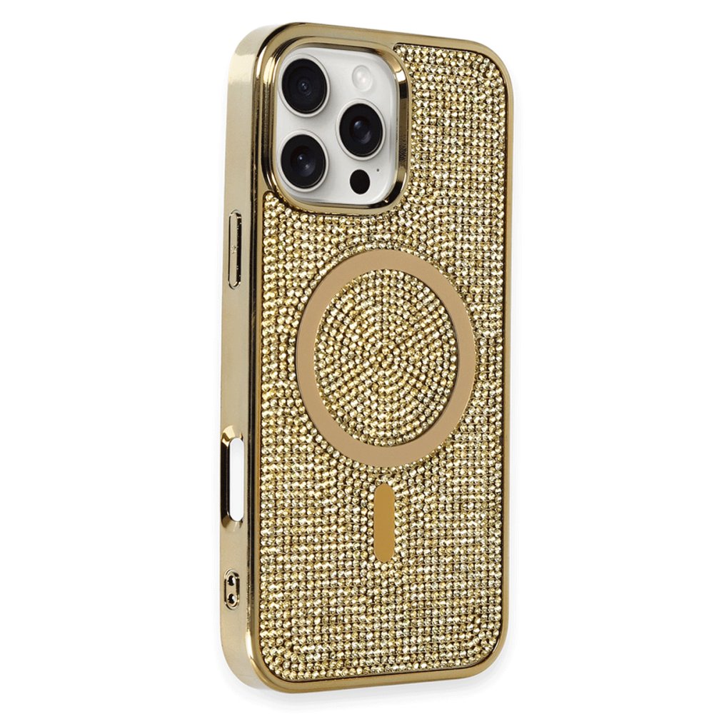 iPhone 16 Pro Max Kılıf Diamond Magsafe Kapak - Gold iPhone 16 Pro Max Kılıf Diamond Magsafe Kapak - Gold