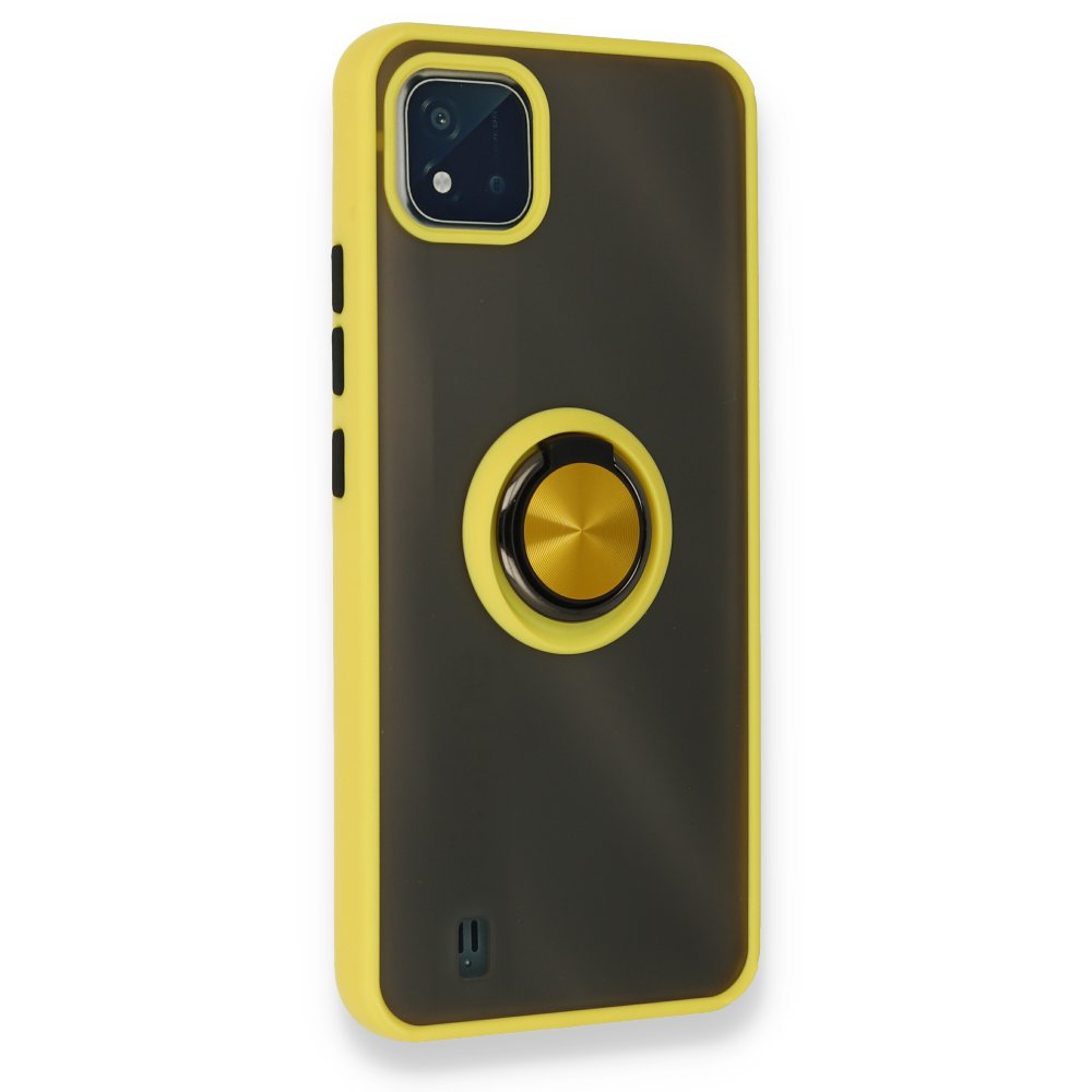 Realme C11 2021 Kılıf Montreal Yüzüklü Silikon Kapak - Sarı  Realme C11 2021 Kılıf Montreal Yüzüklü Silikon Kapak - Sarı