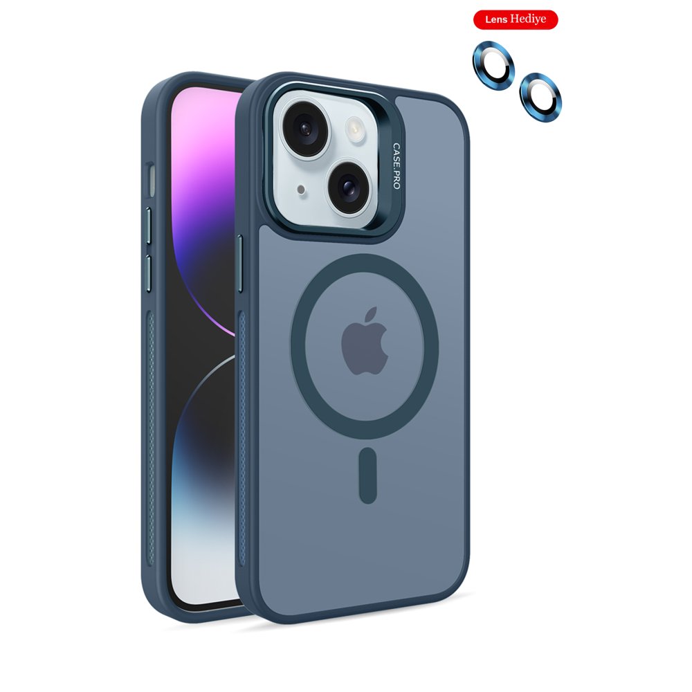 Joko iPhone 14 Kılıf Flet Lens Magsafe Kapak - Lacivert