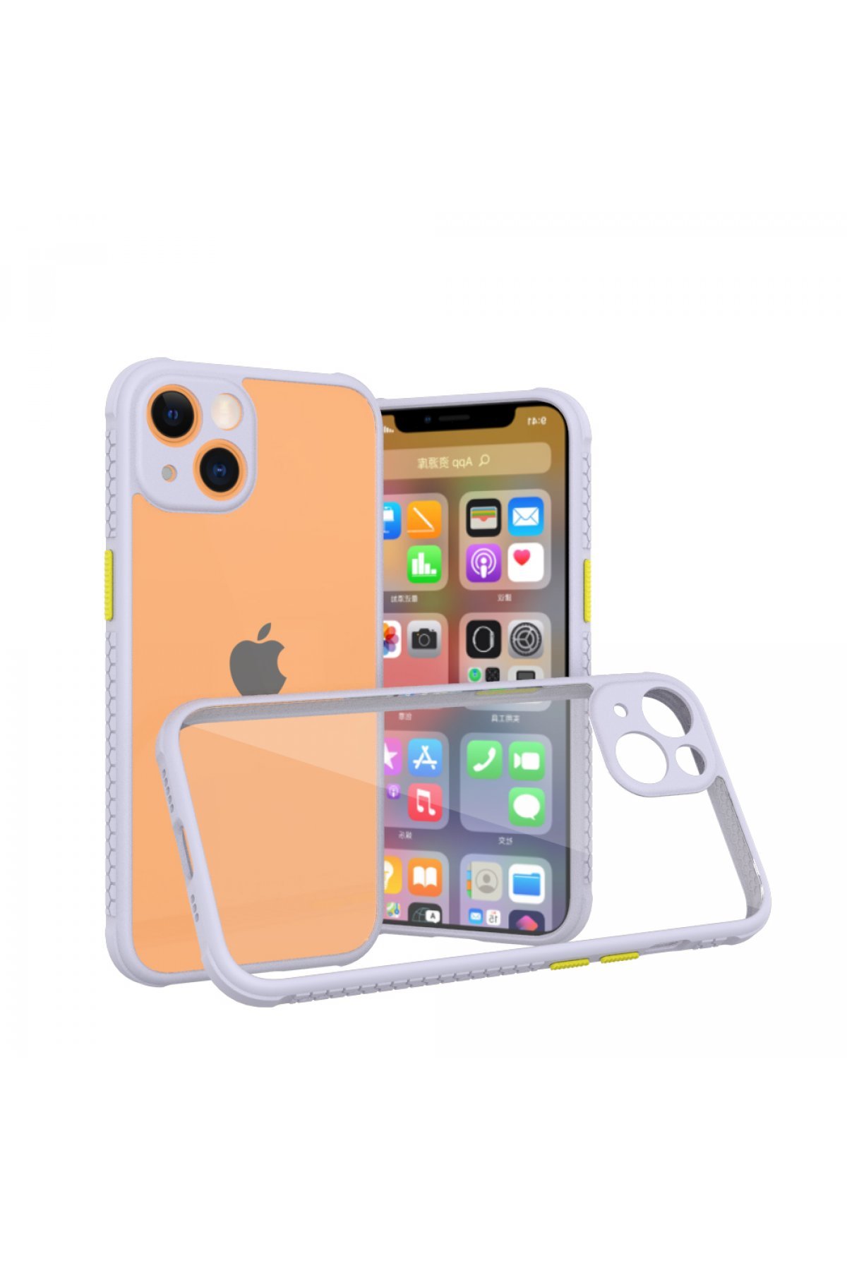 iPhone 13 Mini Kılıf Miami Şeffaf Silikon - Lila iPhone 13 Mini Kılıf Miami Şeffaf Silikon - Lila
