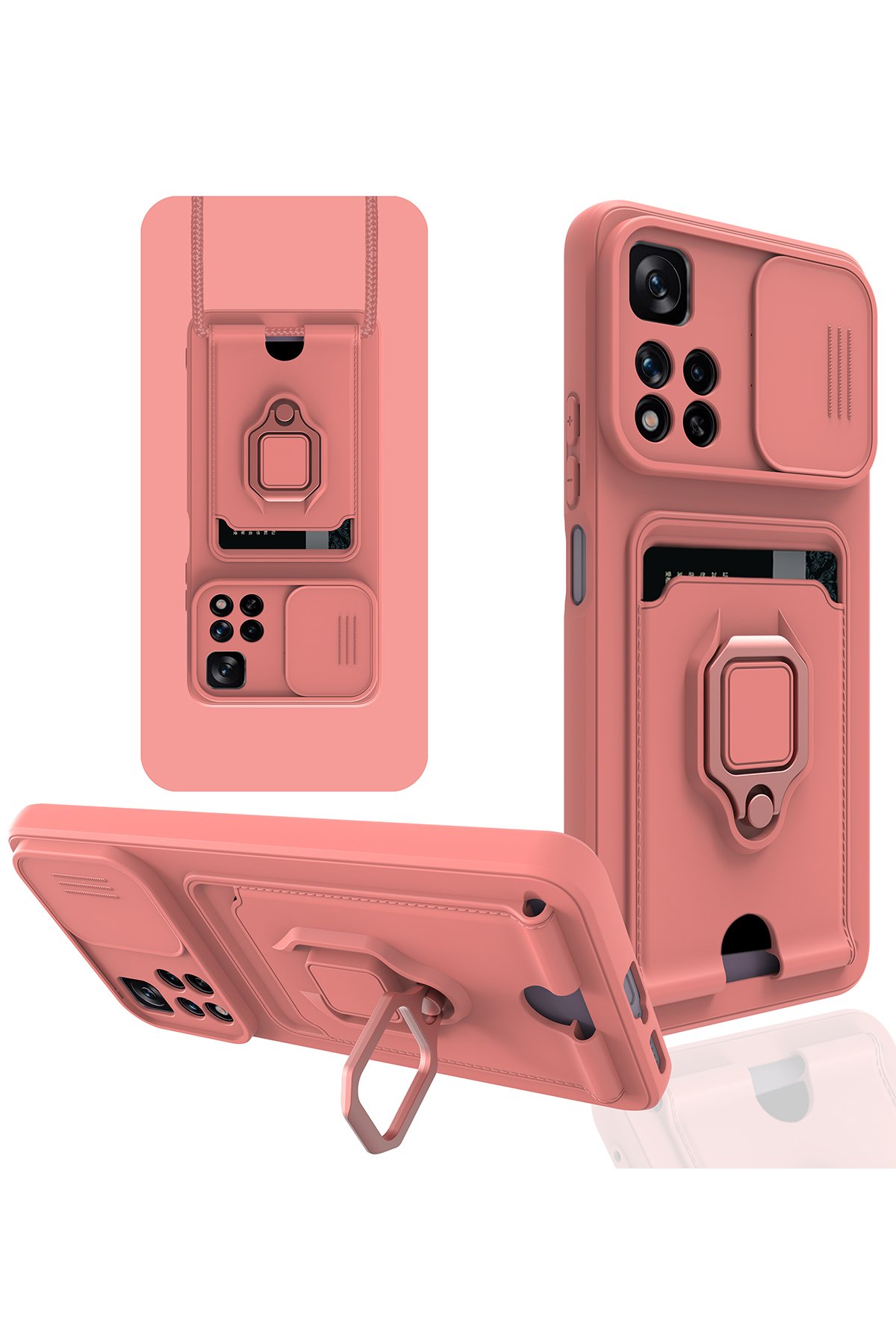 Redmi Note 11 Pro Plus 5G Kılıf Zuma Kartvizitli Yüzüklü Silikon - Pembe