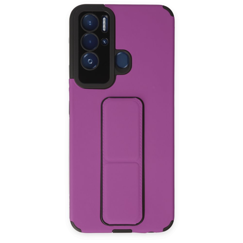  Tecno Pova Neo Kılıf Mega Standlı Silikon - Mor