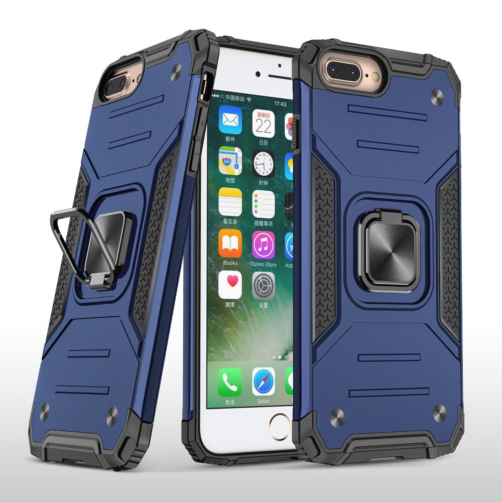 iPhone 8 Plus Kılıf Zegna Yüzüklü Silikon Kapak - Mavi iPhone 8 Plus Kılıf Zegna Yüzüklü Silikon Kapak - Mavi