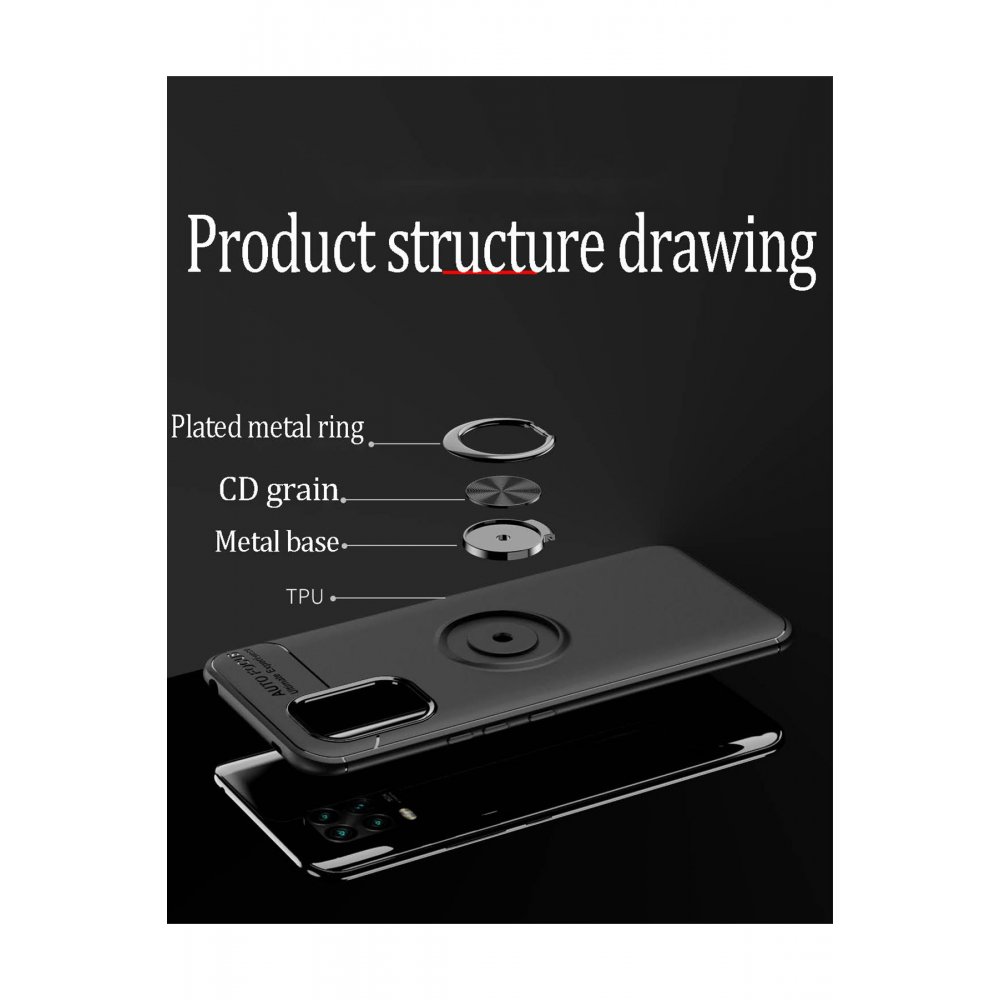  Xiaomi Mi 10 Lite Kılıf Range Yüzüklü Silikon - Siyah