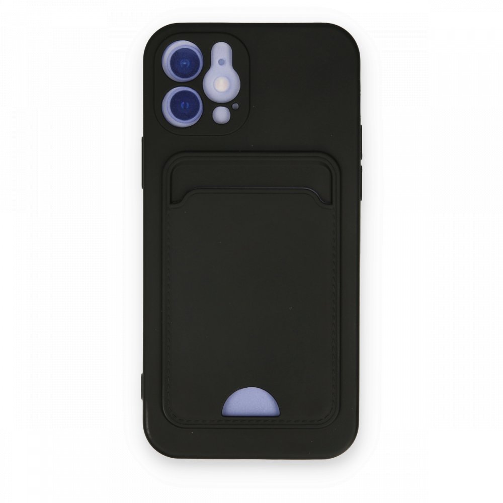  iPhone 12 Kılıf Kelvin Kartvizitli Silikon - Siyah
