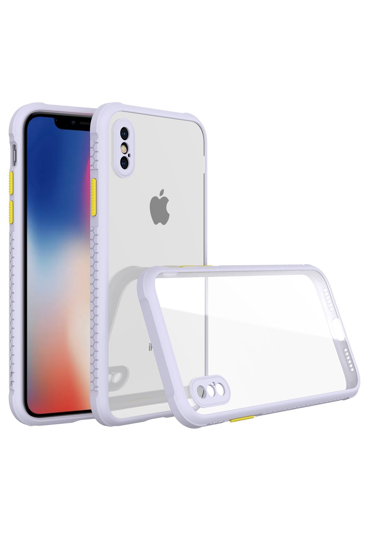  iPhone XS Max Kılıf Miami Şeffaf Silikon - Lila