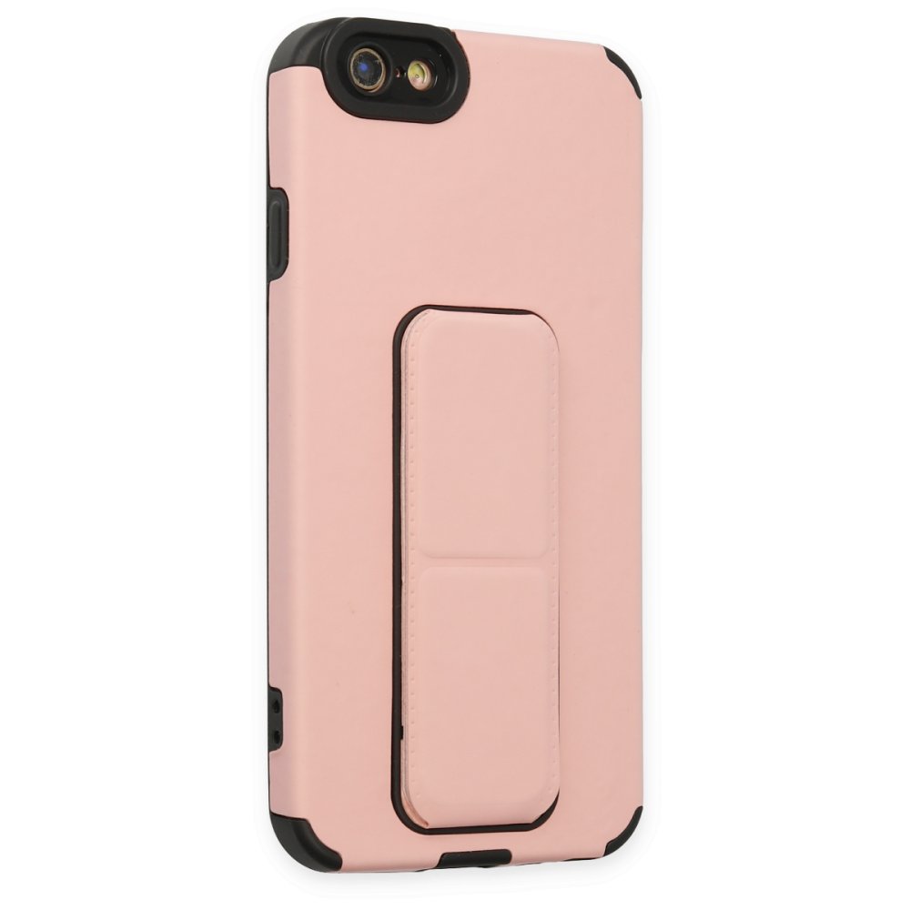 iPhone 6 Kılıf Mega Standlı Silikon - Pudra  iPhone 6 Kılıf Mega Standlı Silikon - Pudra