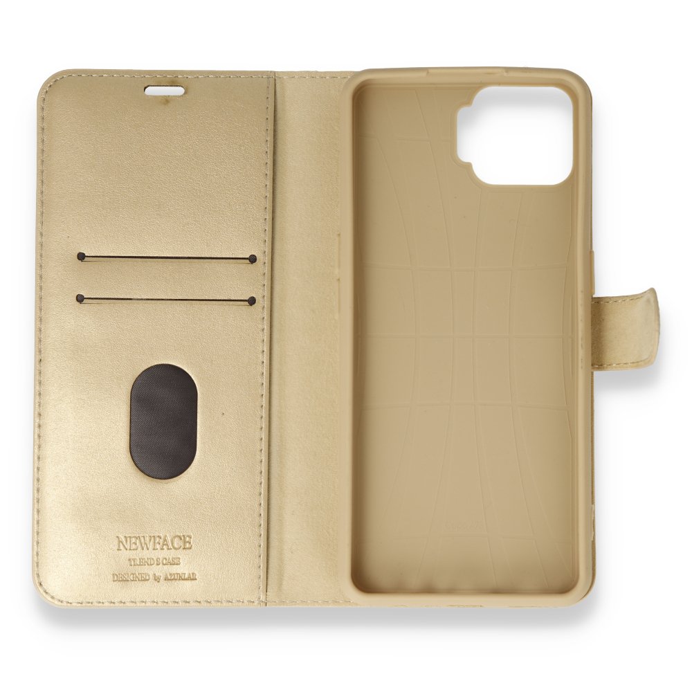  Oppo A73 Kılıf Trend S Plus Kapaklı Kılıf - Gold