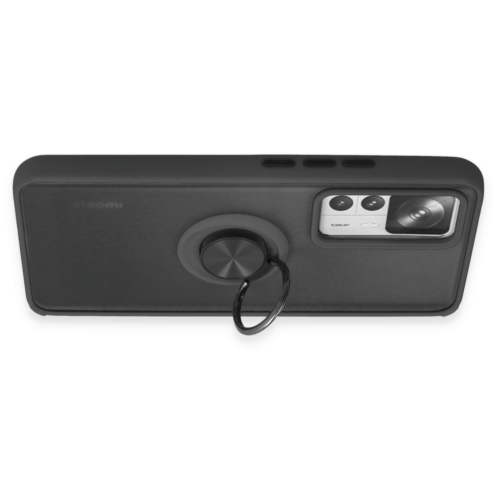  Xiaomi Mi 12T Kılıf Montreal Yüzüklü Silikon Kapak - Siyah