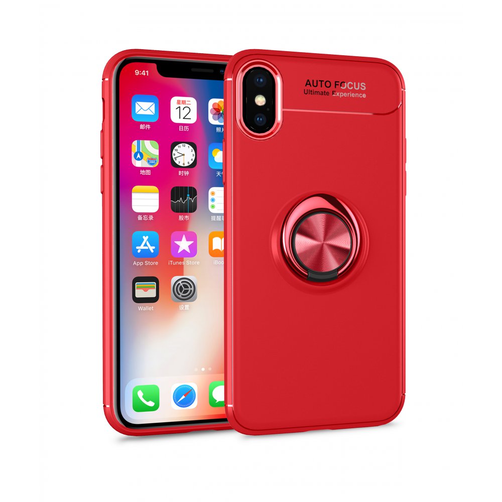  iPhone XS Kılıf Range Yüzüklü Silikon - Kırmızı