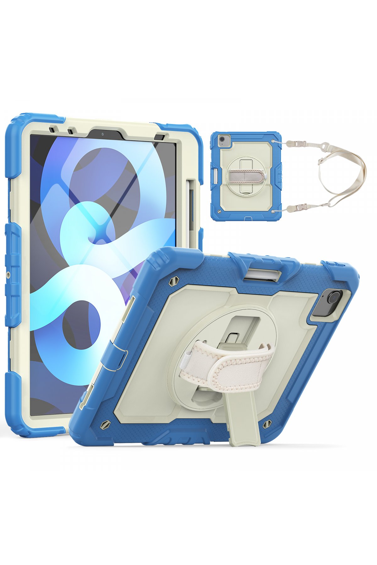  iPad Air 4 10.9 Kılıf Strap New Tablet Kapak - Mavi