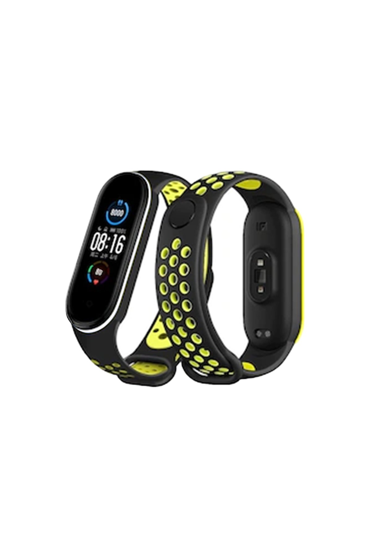  Xiaomi Mi Band 3 Spor Delikli Kordon - Siyah-Yeşil-Beyaz