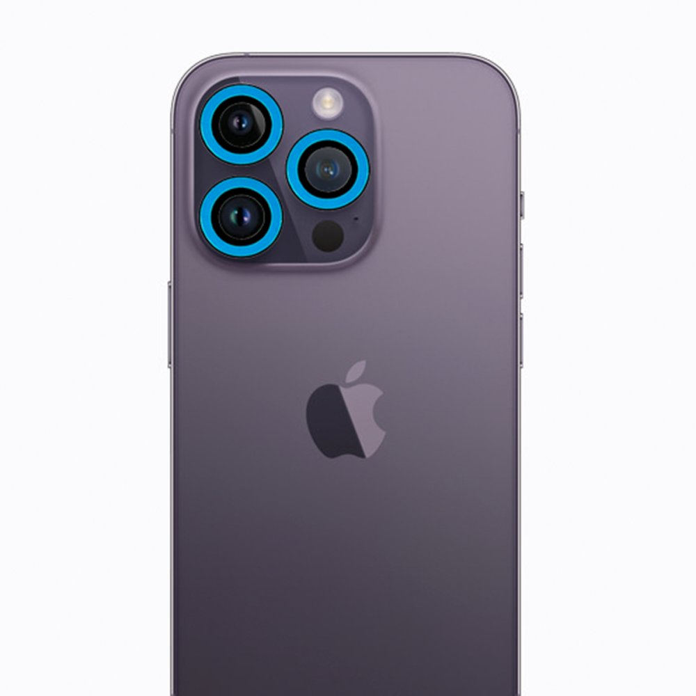  iPhone 12 Pro Neon Fosforlu Kamera Lens - Mavi