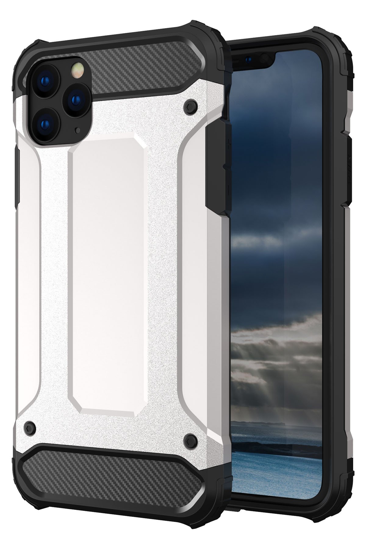  iPhone 11 Pro Max Kılıf Tank Silikon Kapak - Gümüş