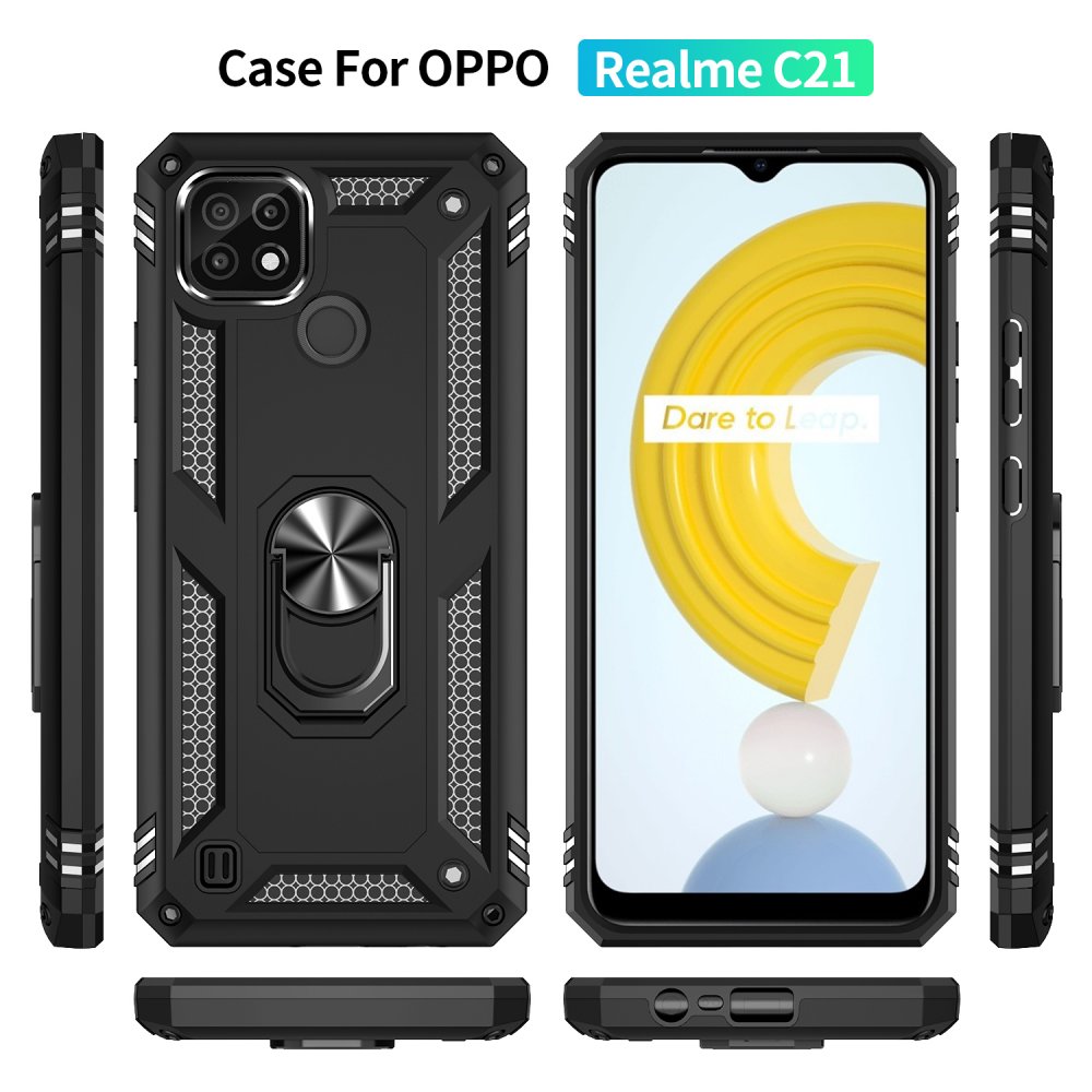 Realme C21 Kılıf Sofya Yüzüklü Silikon Kapak - Siyah Realme C21 Kılıf Sofya Yüzüklü Silikon Kapak - Siyah
