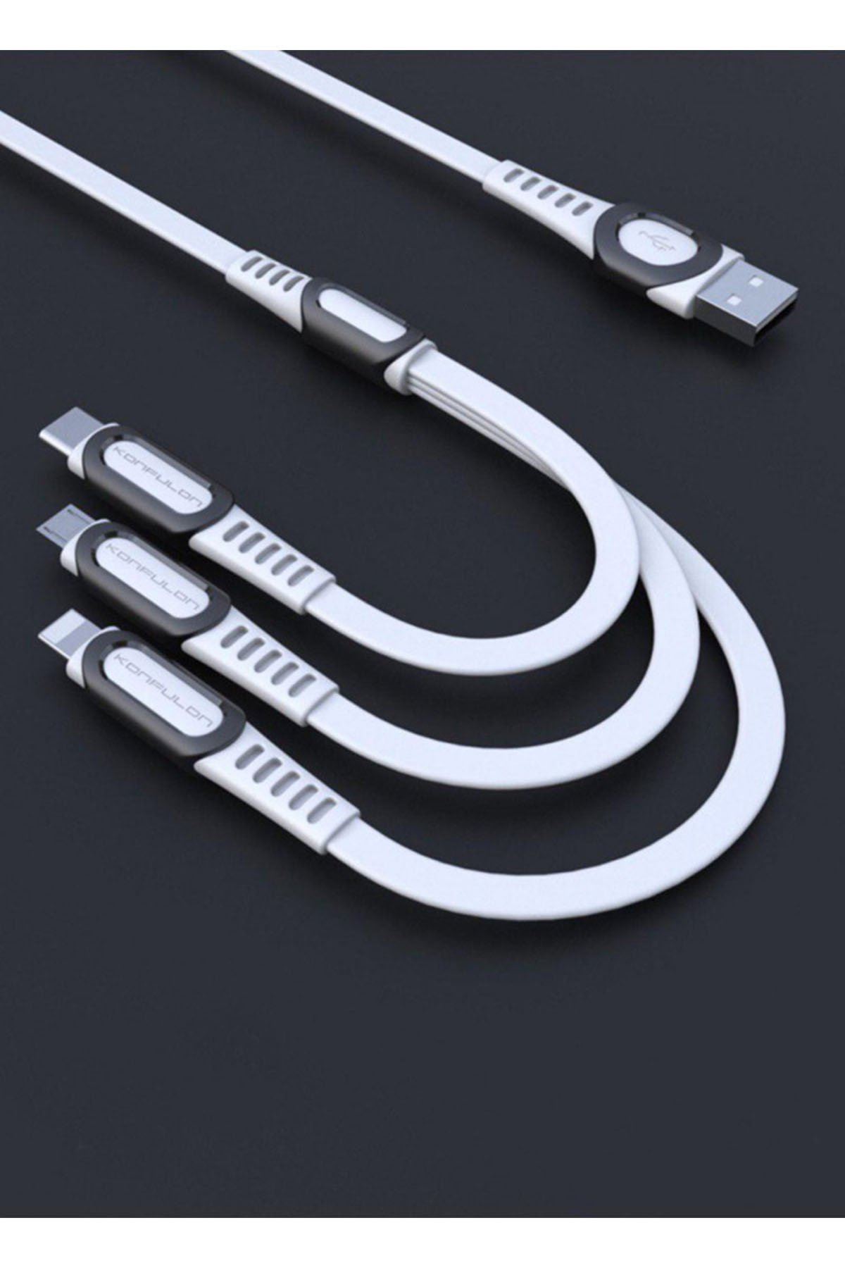 Konfulon DC19 3in1 USB Kablo 1.3M 3A - Beyaz Konfulon DC19 3in1 USB Kablo 1.3M 3A - Beyaz