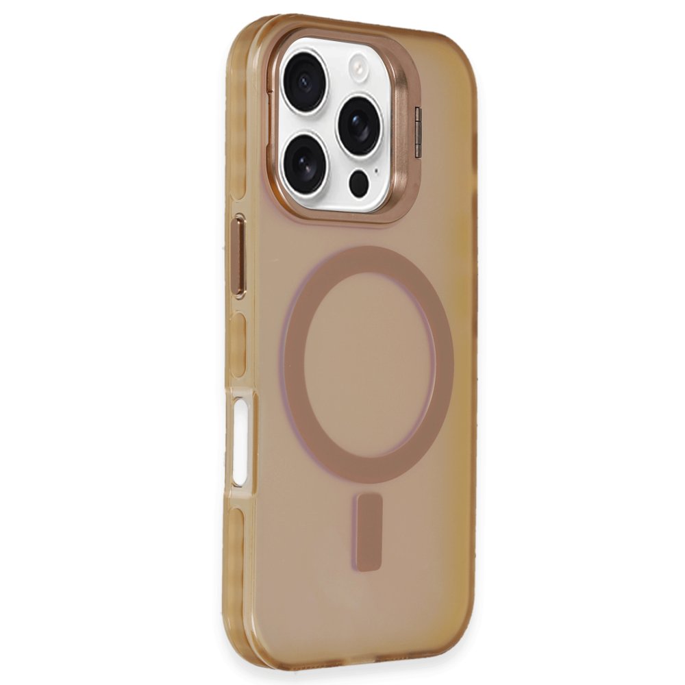  iPhone 16 Pro Kılıf Primera Magsafe Standlı Kapak - Gold