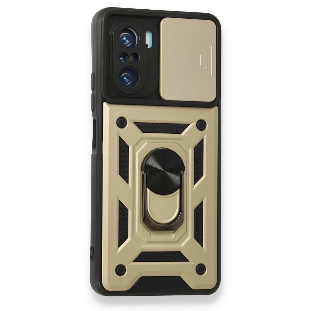 Redmi K40 Pro Kılıf Pars Lens Yüzüklü Silikon - Gold Redmi K40 Pro Kılıf Pars Lens Yüzüklü Silikon - Gold