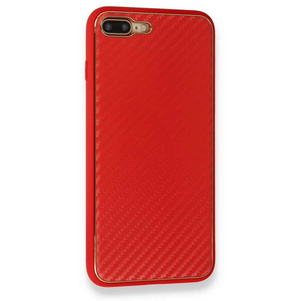 iPhone 8 Plus Kılıf Coco Karbon Silikon - Kırmızı iPhone 8 Plus Kılıf Coco Karbon Silikon - Kırmızı