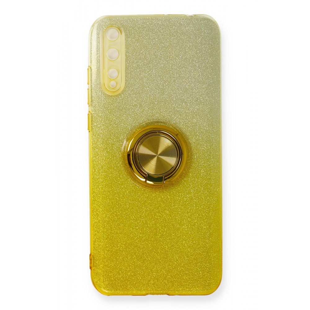 Huawei Y8P Kılıf Simli Yüzüklü Silikon - Sarı  Huawei Y8P Kılıf Simli Yüzüklü Silikon - Sarı
