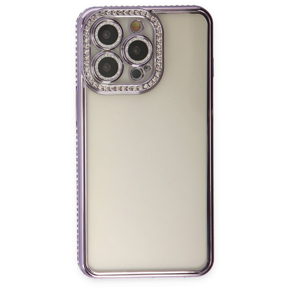  iPhone 14 Pro Kılıf Joke Taşlı Silikon - Mor