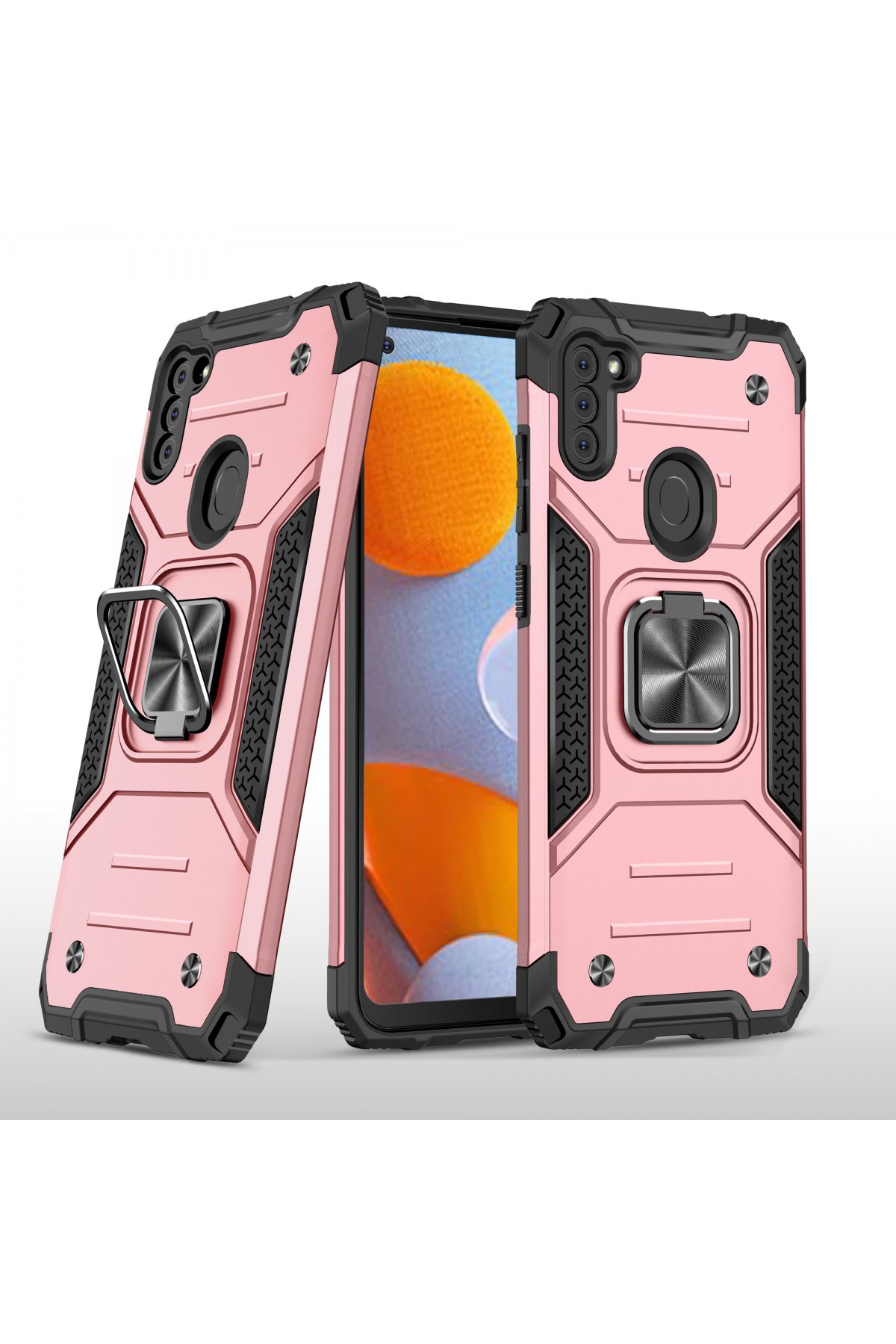  Samsung Galaxy A11 Kılıf Zegna Yüzüklü Silikon Kapak - Rose
