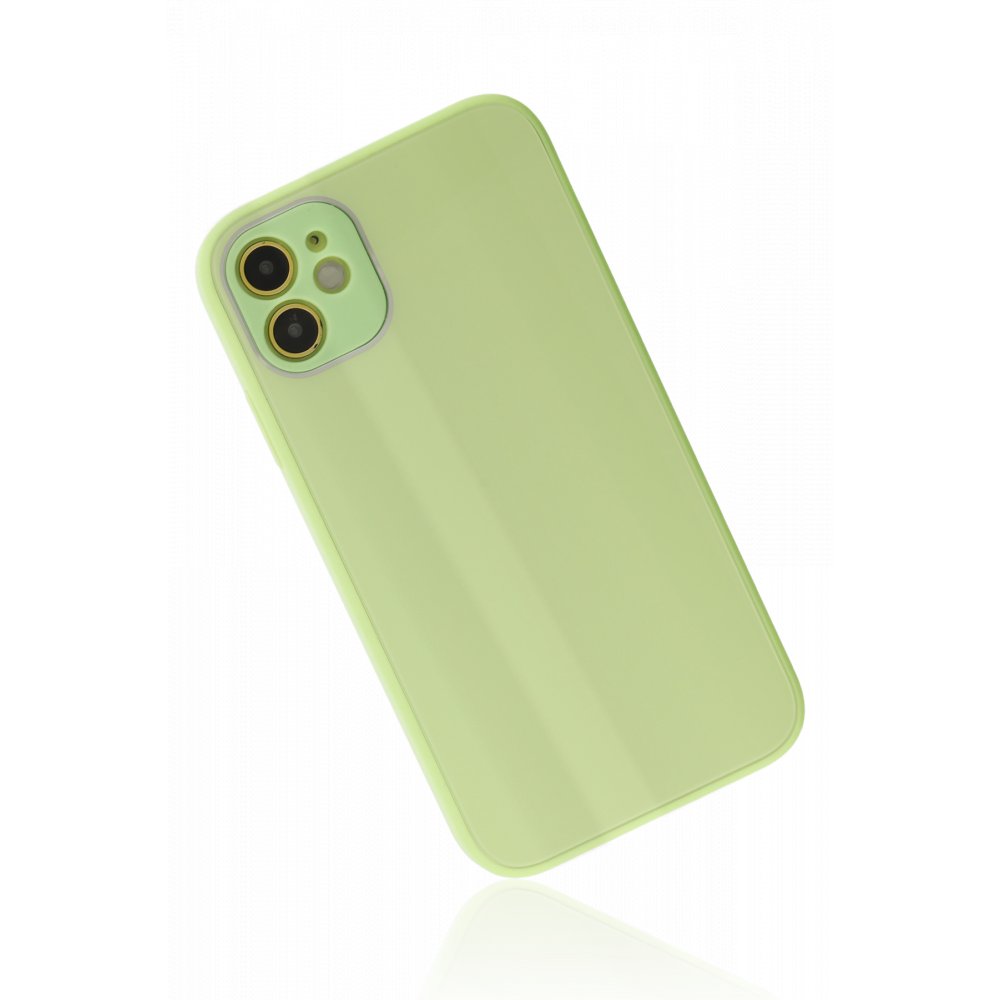 iPhone 12 Kılıf Glass Kapak - Açık Yeşil iPhone 12 Kılıf Glass Kapak - Açık Yeşil