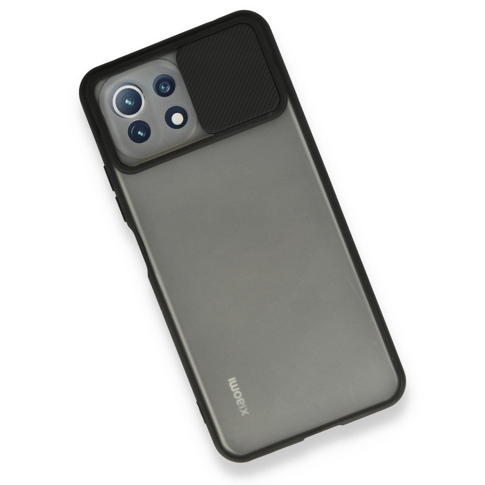 Xiaomi Mİ 11 Lite Kılıf Palm Buzlu Kamera Sürgülü Silikon - Siyah  Xiaomi Mİ 11 Lite Kılıf Palm Buzlu Kamera Sürgülü Silikon - Siyah