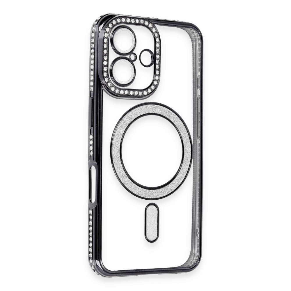  iPhone 16 Kılıf Joke Simli Magneticsafe Kılıf - Siyah