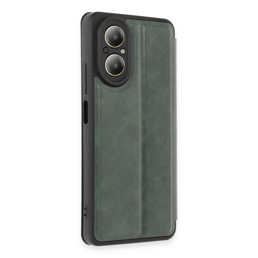 Realme 12 Lite Kılıf Flip Cover - Koyu Yeşil