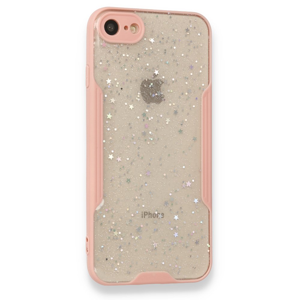  iPhone 7 Kılıf Platin Simli Silikon - Pembe
