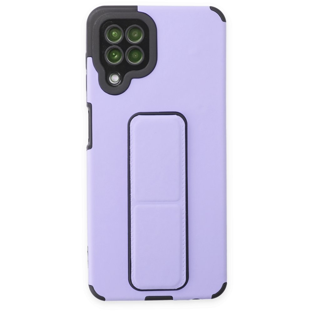  Samsung Galaxy M32 Kılıf Mega Standlı Silikon - Lila