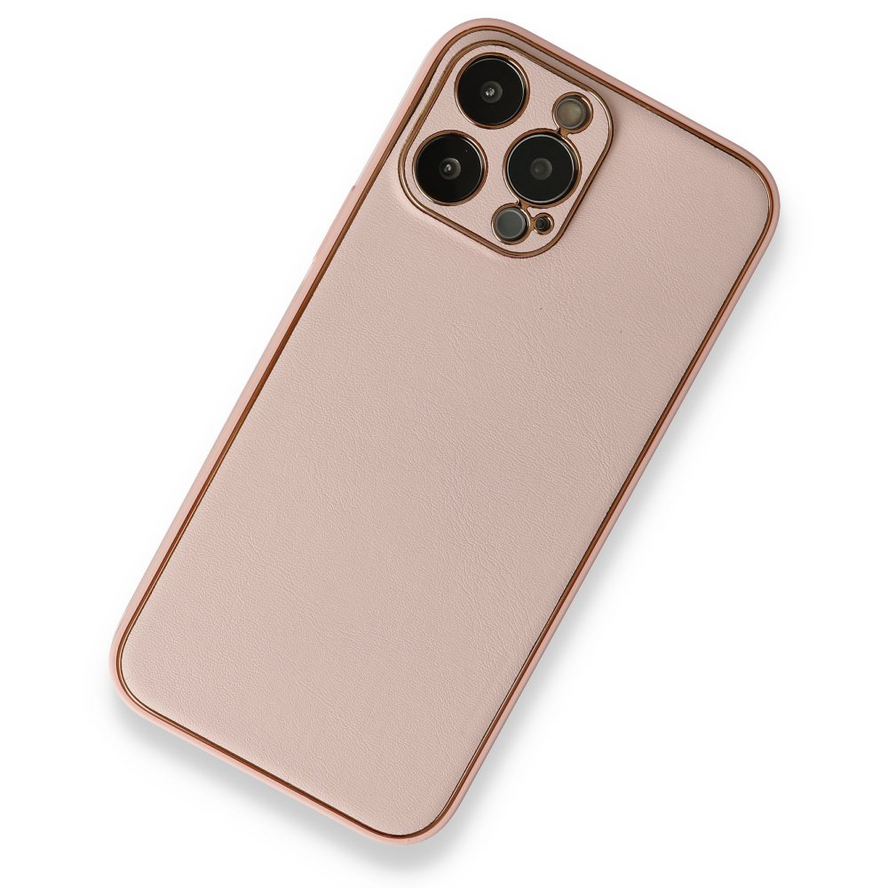 iPhone 13 Pro Kılıf Coco Deri Silikon Kapak - Pembe iPhone 13 Pro Kılıf Coco Deri Silikon Kapak - Pembe