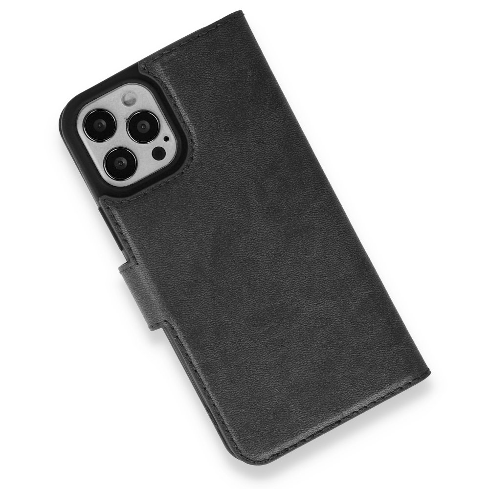  iPhone 12 Pro Kılıf Trend S Plus Kapaklı Kılıf - Siyah