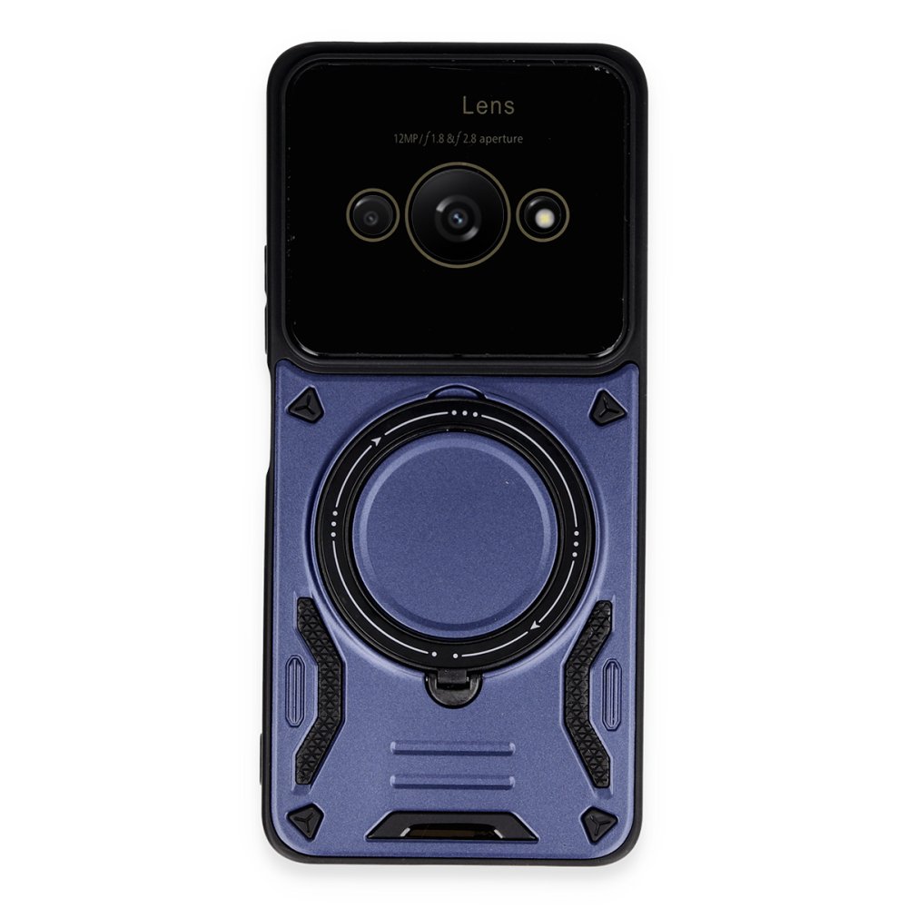 Xiaomi Poco C61 Kılıf Joy Lens Standlı Kapak - Lacivert Xiaomi Poco C61 Kılıf Joy Lens Standlı Kapak - Lacivert