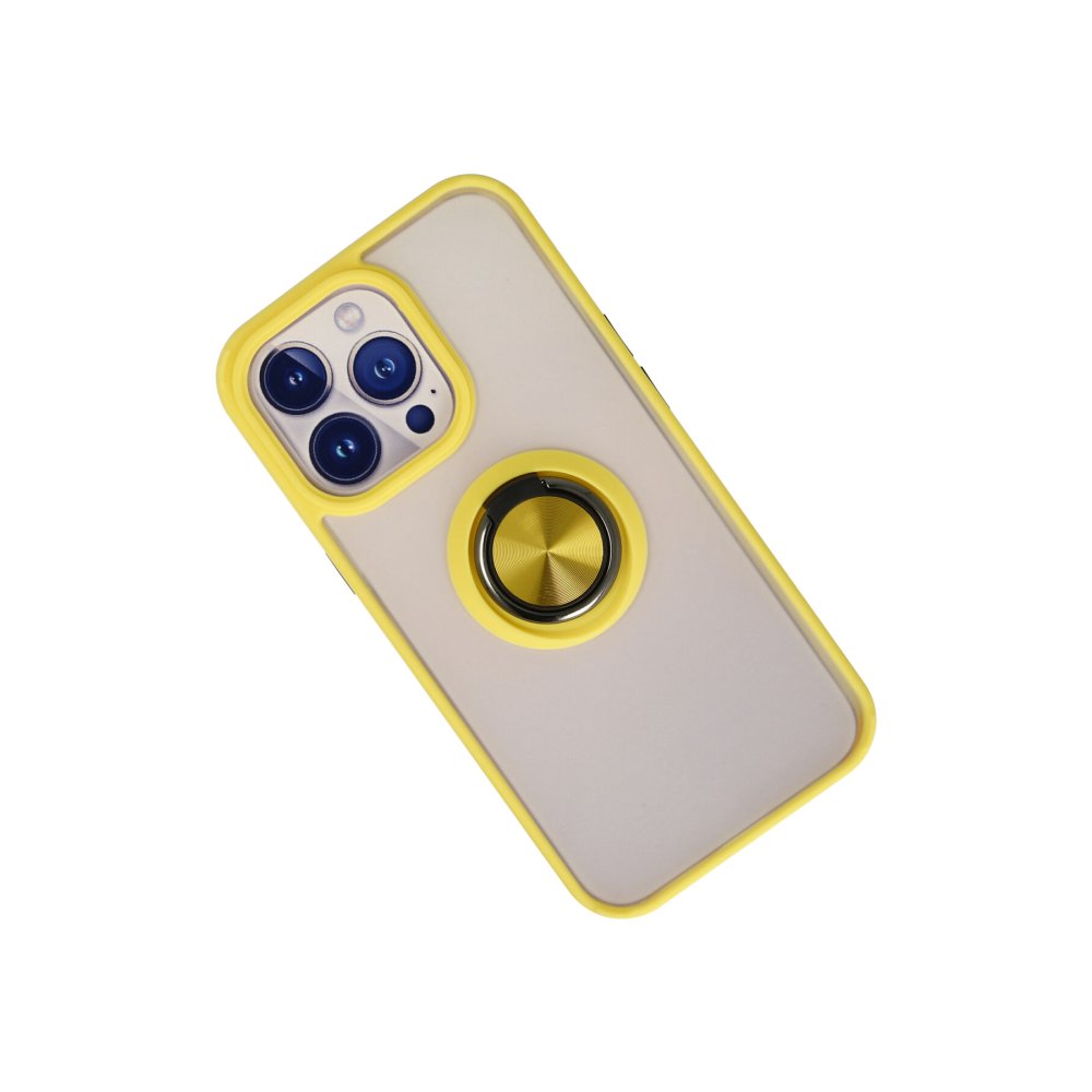 iPhone 15 Pro Max Kılıf Montreal Yüzüklü Silikon Kapak - Sarı iPhone 15 Pro Max Kılıf Montreal Yüzüklü Silikon Kapak - Sarı