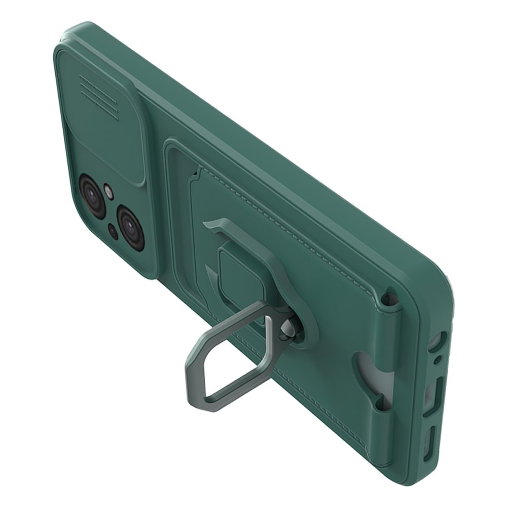  Xiaomi Poco M5 Kılıf Zuma Kartvizitli Yüzüklü Silikon - Yeşil