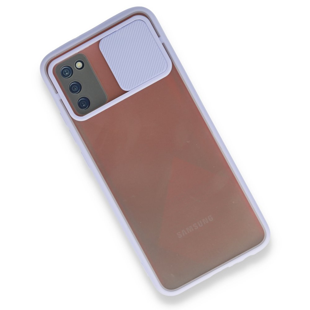 Samsung Galaxy A03S Kılıf Palm Buzlu Kamera Sürgülü Silikon - Lila