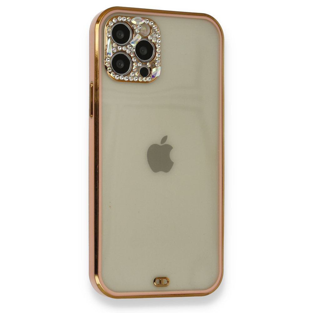  iPhone 12 Pro Max Kılıf Liva Taşlı Silikon - Pembe