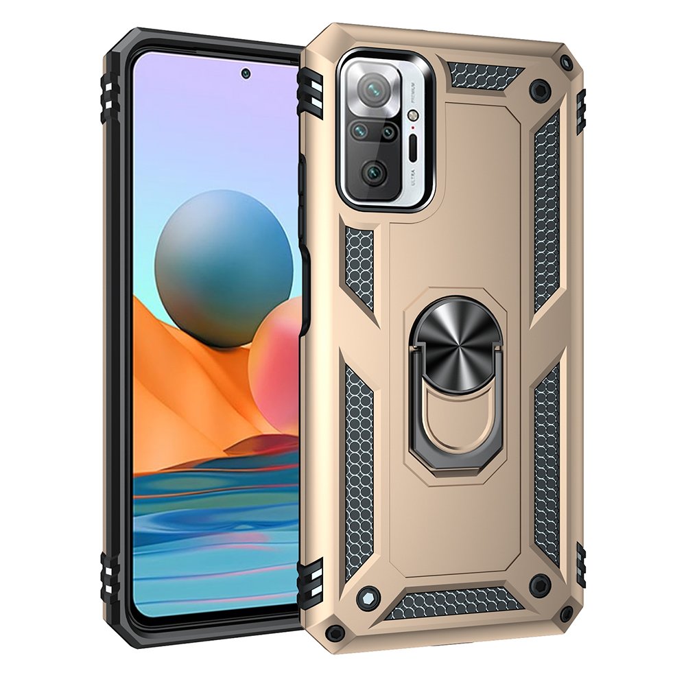 Redmi Note 10 Pro Kılıf Sofya Yüzüklü Silikon Kapak - Gold