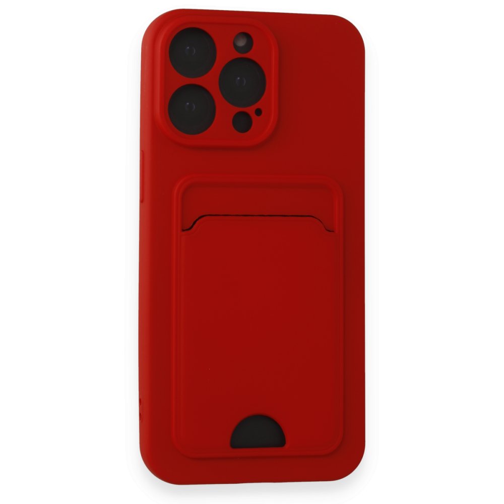  iPhone 15 Pro Kılıf Kelvin Kartvizitli Silikon - Kırmızı